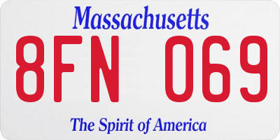 MA license plate 8FN069