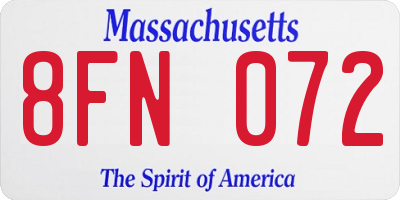 MA license plate 8FN072