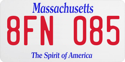 MA license plate 8FN085