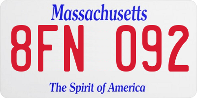 MA license plate 8FN092