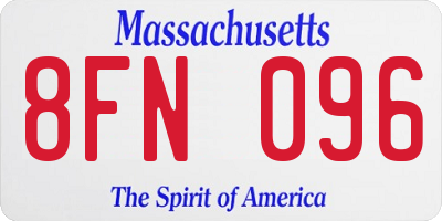 MA license plate 8FN096