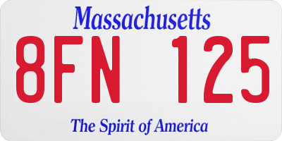 MA license plate 8FN125