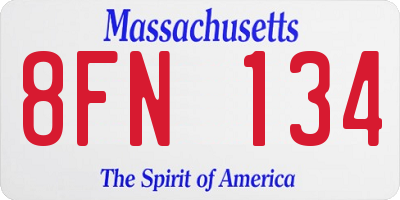 MA license plate 8FN134