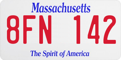 MA license plate 8FN142