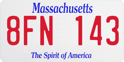 MA license plate 8FN143