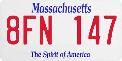 MA license plate 8FN147