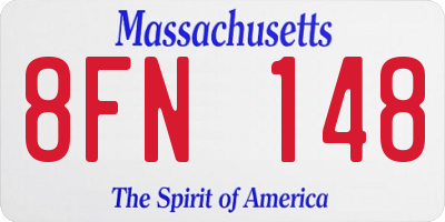 MA license plate 8FN148
