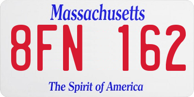 MA license plate 8FN162