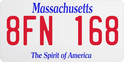 MA license plate 8FN168
