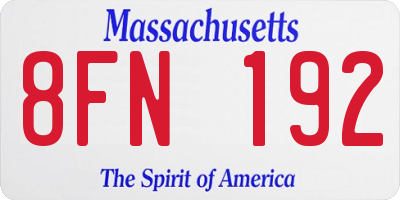 MA license plate 8FN192