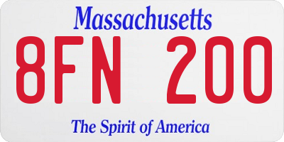 MA license plate 8FN200