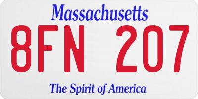 MA license plate 8FN207