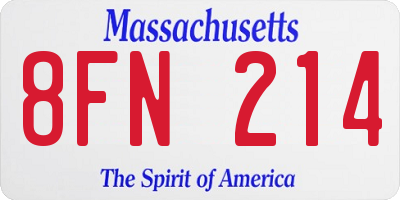 MA license plate 8FN214