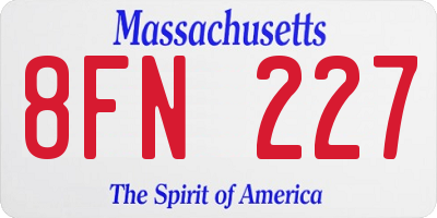 MA license plate 8FN227