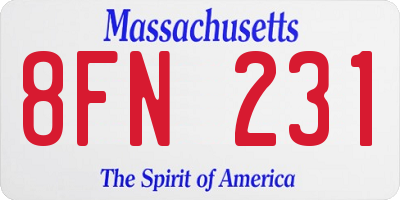 MA license plate 8FN231