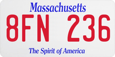 MA license plate 8FN236