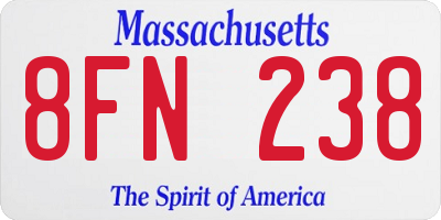 MA license plate 8FN238
