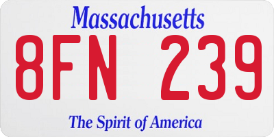 MA license plate 8FN239