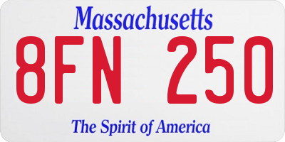 MA license plate 8FN250