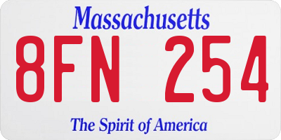 MA license plate 8FN254