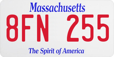 MA license plate 8FN255