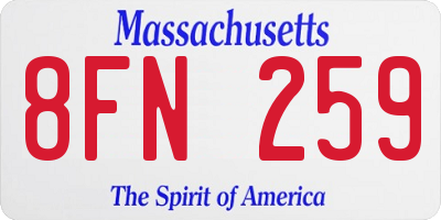 MA license plate 8FN259