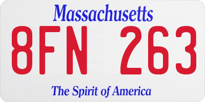 MA license plate 8FN263