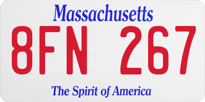 MA license plate 8FN267