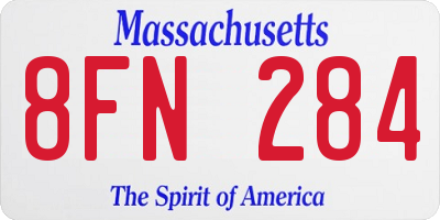 MA license plate 8FN284