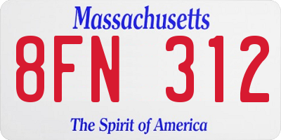 MA license plate 8FN312