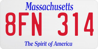 MA license plate 8FN314