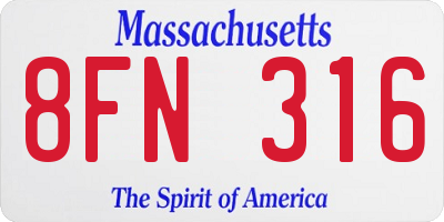 MA license plate 8FN316