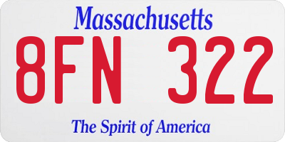 MA license plate 8FN322