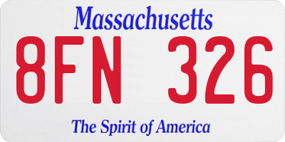 MA license plate 8FN326