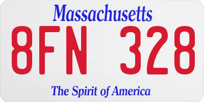 MA license plate 8FN328
