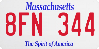 MA license plate 8FN344