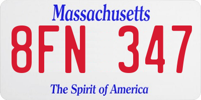 MA license plate 8FN347