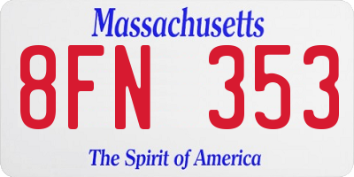 MA license plate 8FN353