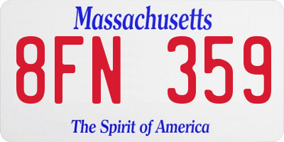 MA license plate 8FN359