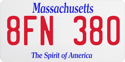 MA license plate 8FN380