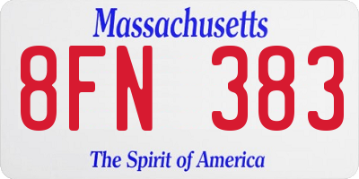 MA license plate 8FN383