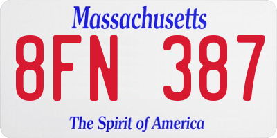 MA license plate 8FN387