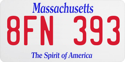 MA license plate 8FN393