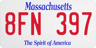 MA license plate 8FN397