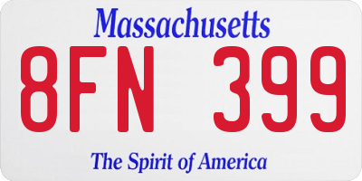 MA license plate 8FN399