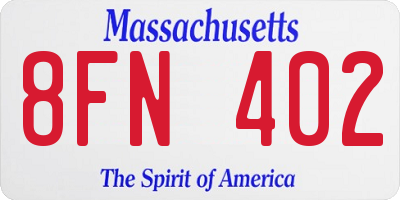 MA license plate 8FN402