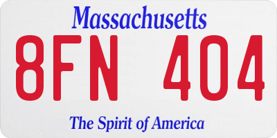 MA license plate 8FN404
