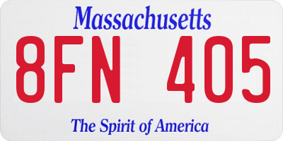 MA license plate 8FN405