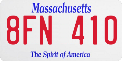 MA license plate 8FN410