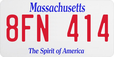 MA license plate 8FN414